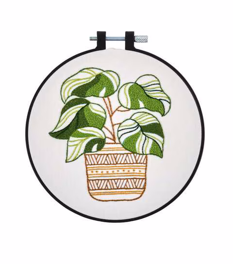 Plaid Bucilla Kit 49534E Potted Beauty Stamped Embroidery Kit 6" x 6"/15.24 cm x 15.24 cm